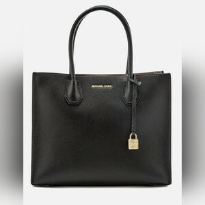 Michael Kors Mercer Medium Pebbled Leather Crossbody Black Bag